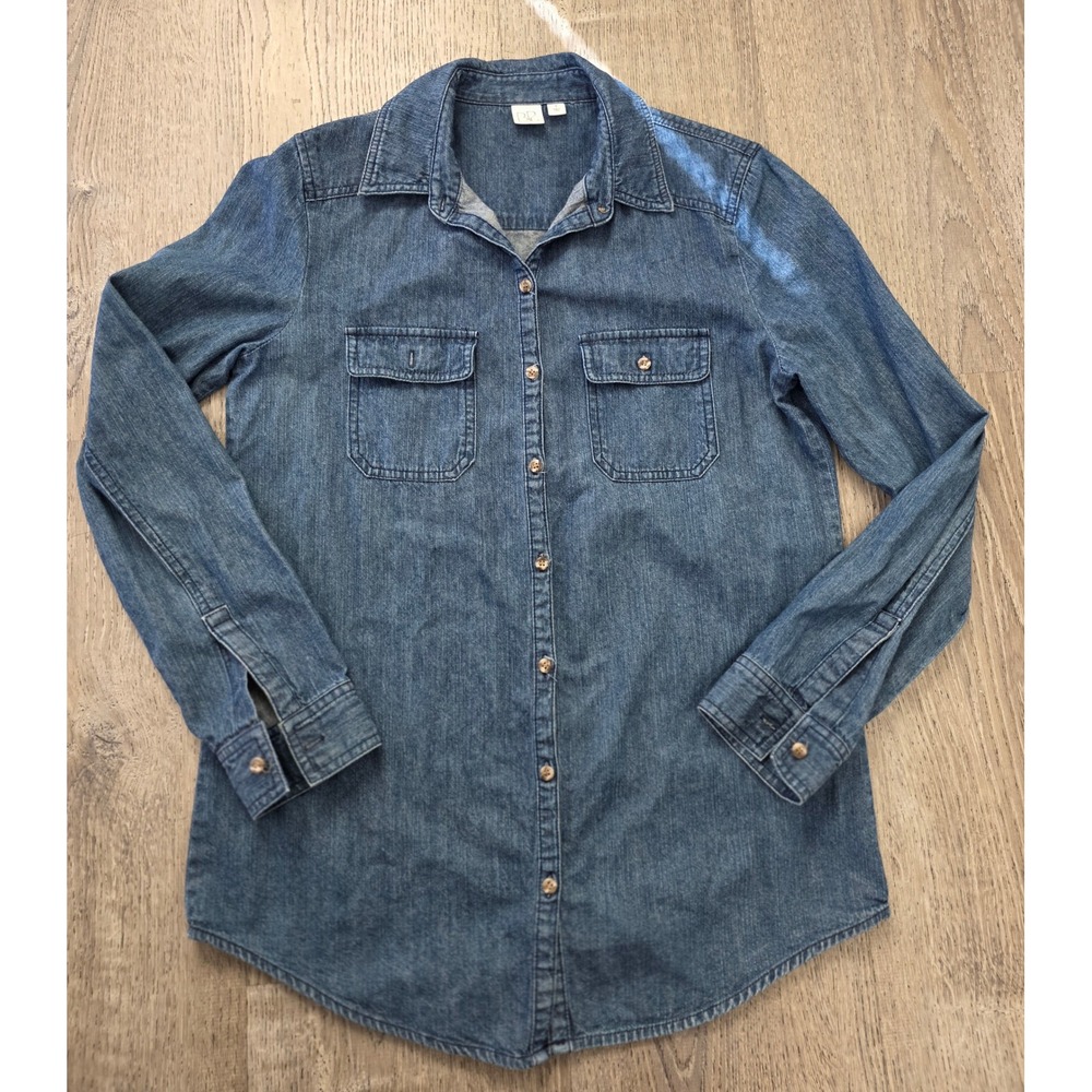 BP Nordstrom Denim Button Down Shirt‎ Womens Small Blue Long Sleeve Cotton Top